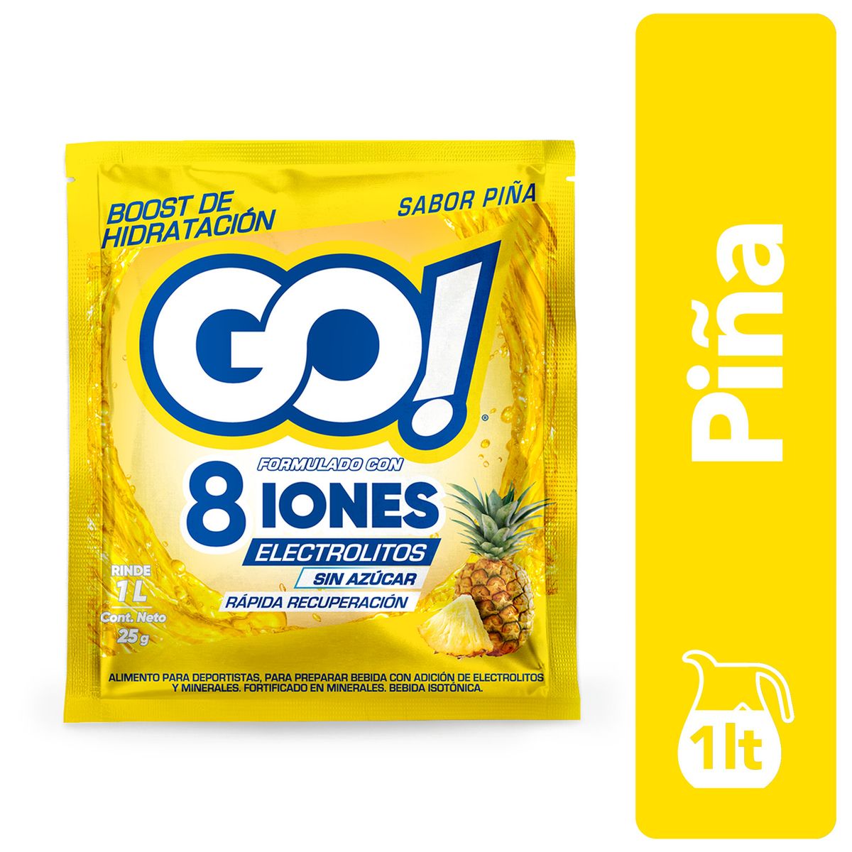ZUKO - Bebida Isotónica en Polvo Sabor Piña con Iones y Electrolitos Go! 25 g