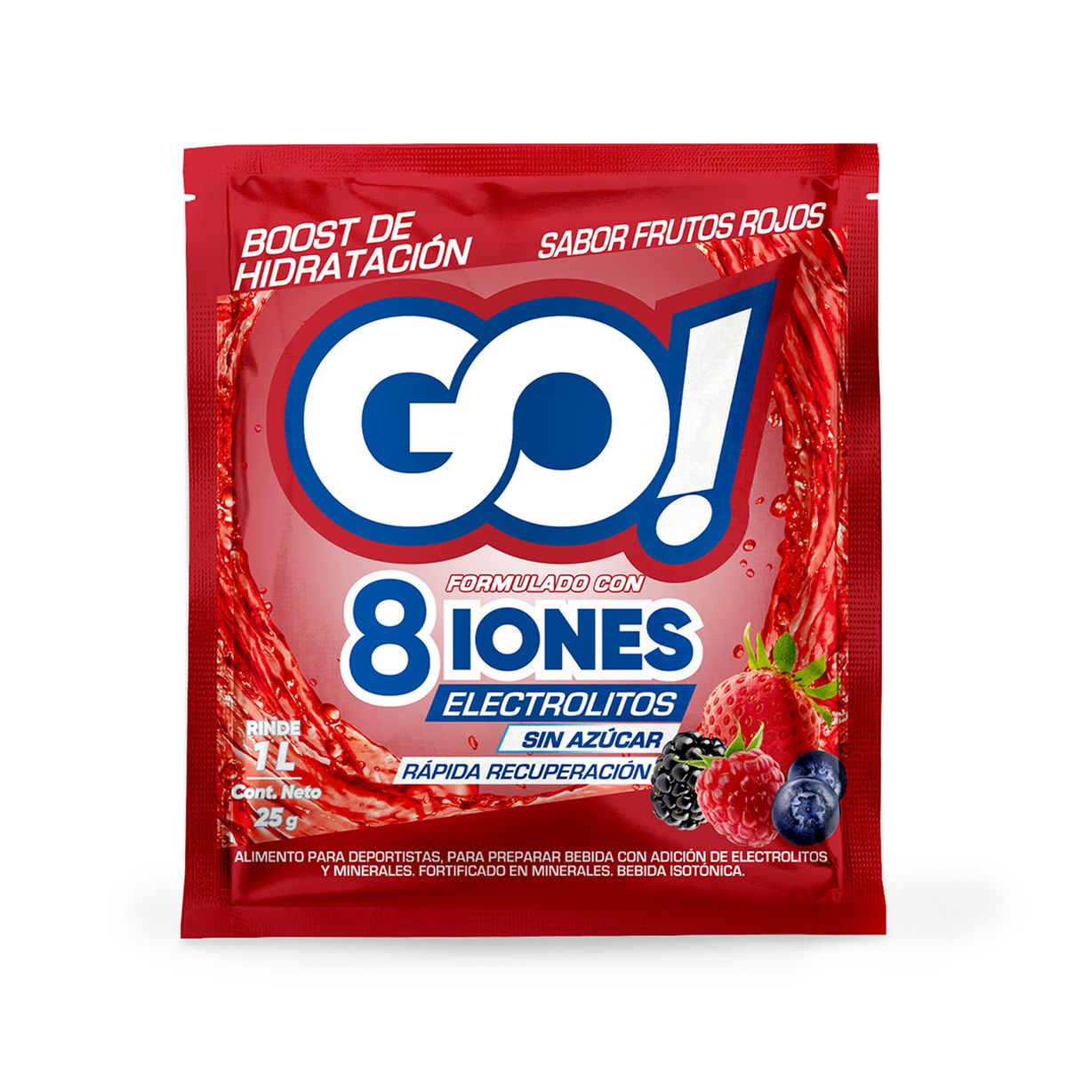 GO - Bebida Isotónica en Polvo Sabor Frutos Rojos Iones y Electrolitos Go! 25 g