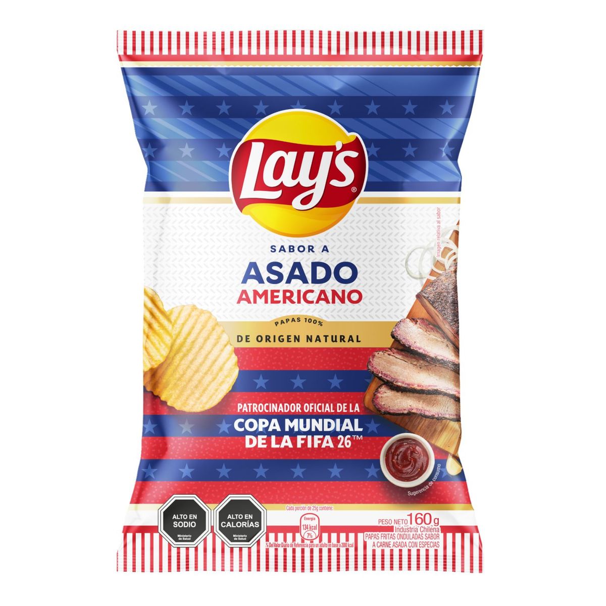 LAYS - Papas Fritas Lays Sabor Asado Americano 160 g