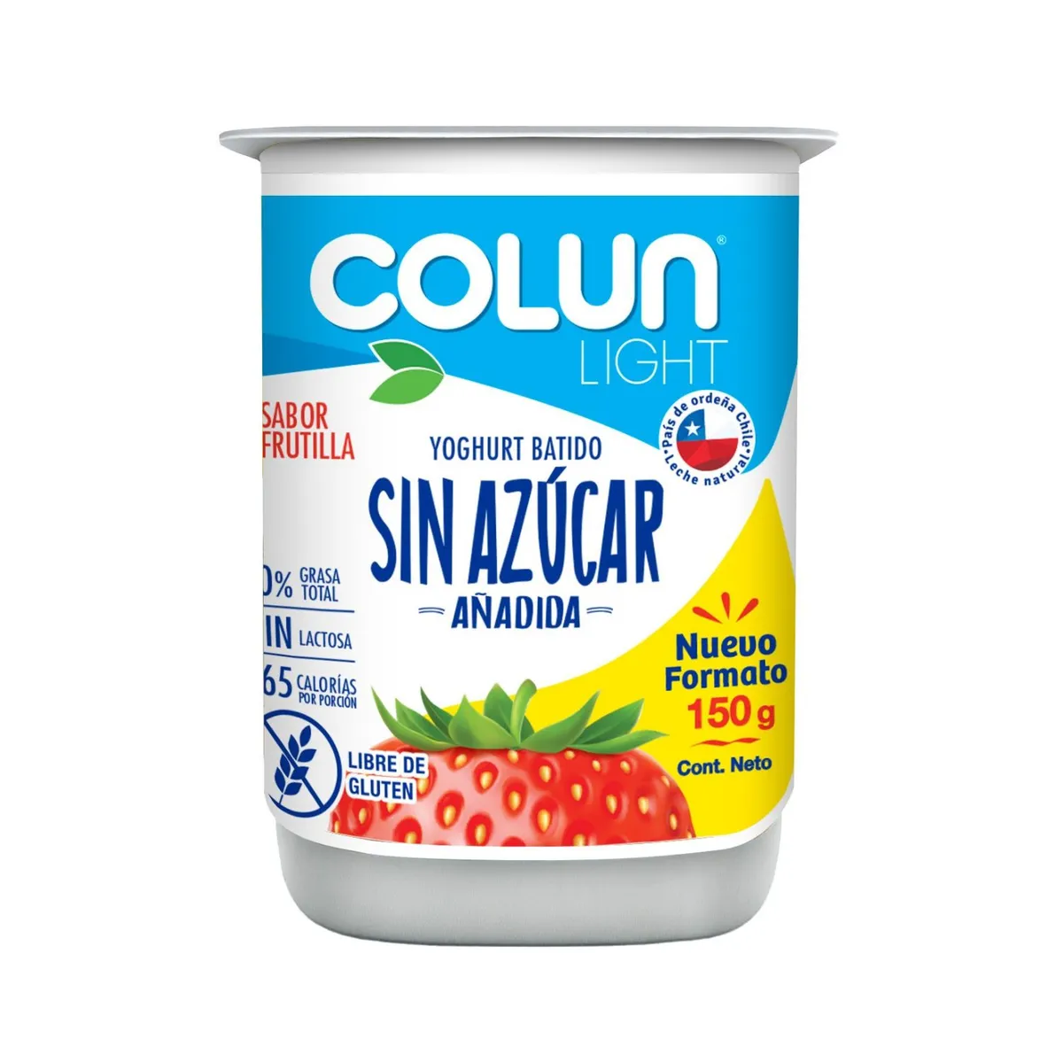 COLUN - Yoghurt Light Sin Azúcar Sabor Frutilla Colun 150 gr