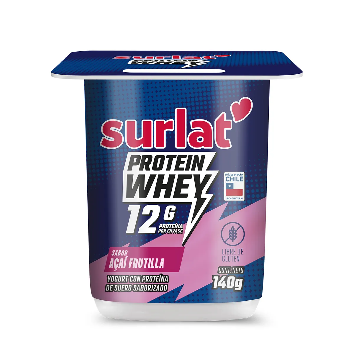 SURLAT - Yoghurt Protein Whey Sabor Acaí Frutilla Surlat 140 gr