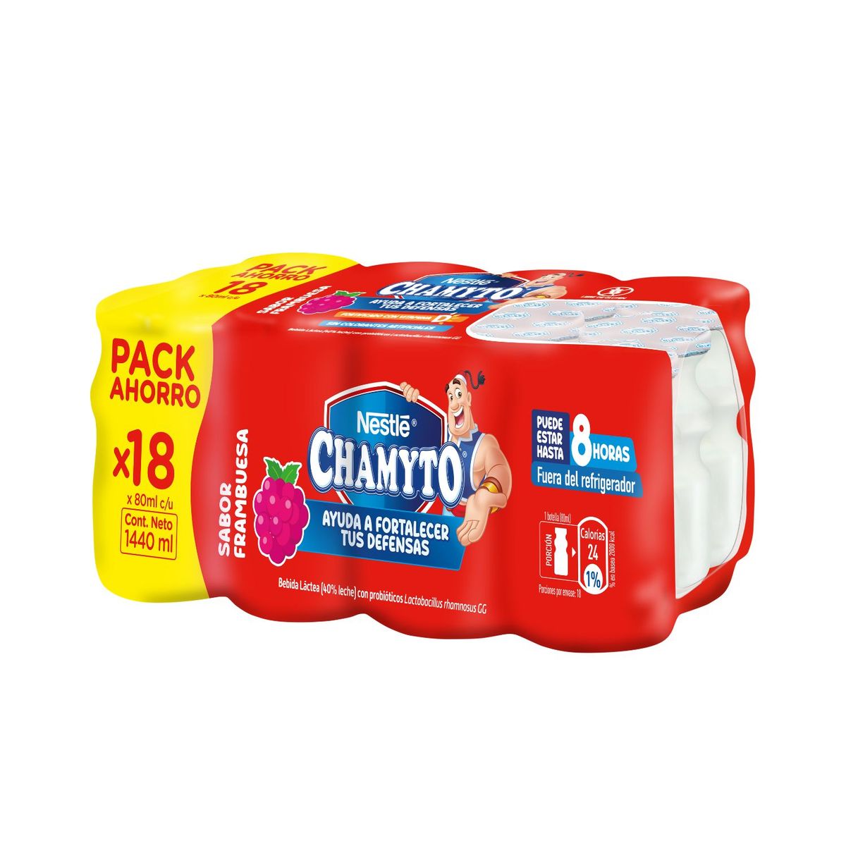  - Pack Probióticos Sabor Frambuesa Chamyto 18x80 ml