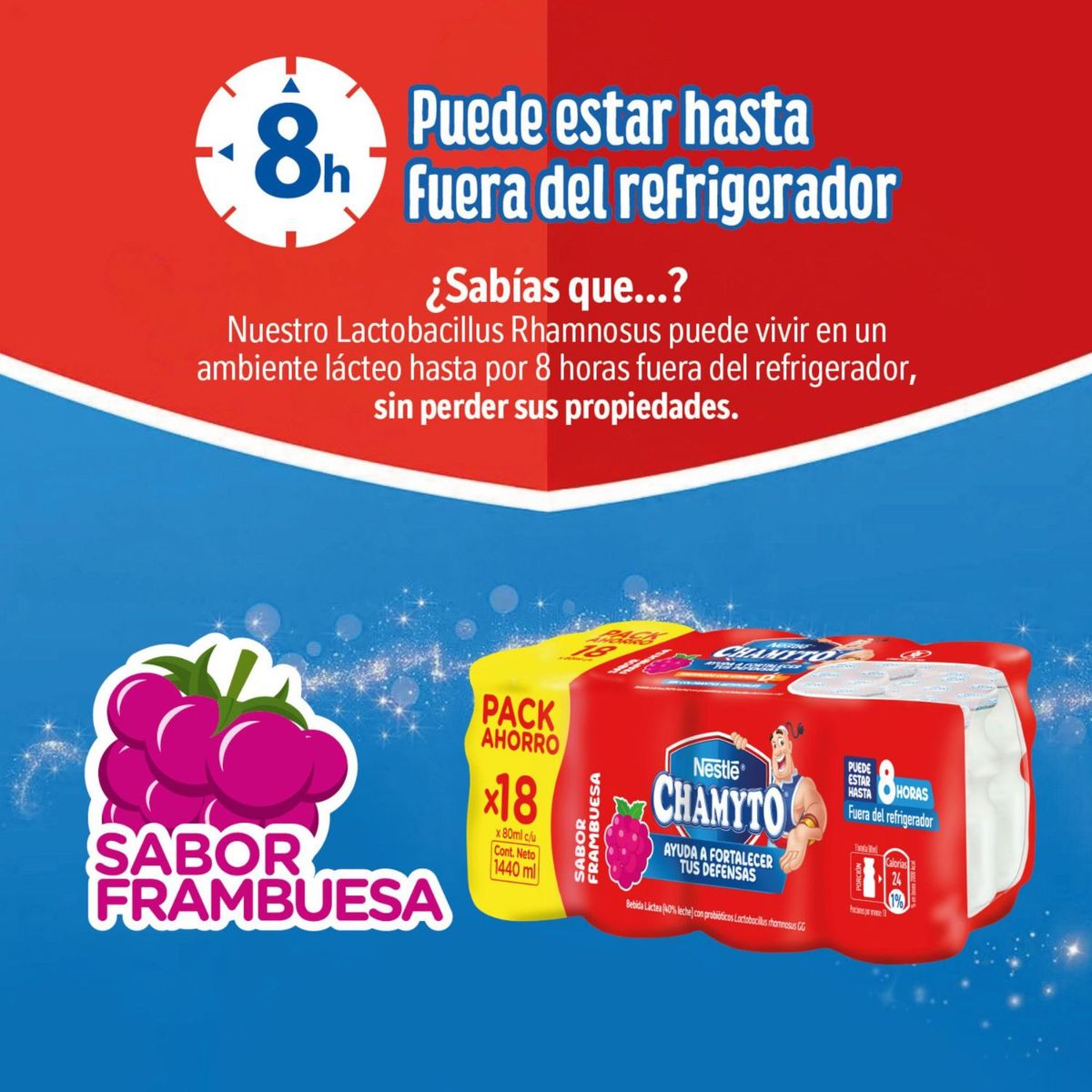 CHAMYTO - Pack Probióticos Sabor Frambuesa Chamyto 18x80 ml
