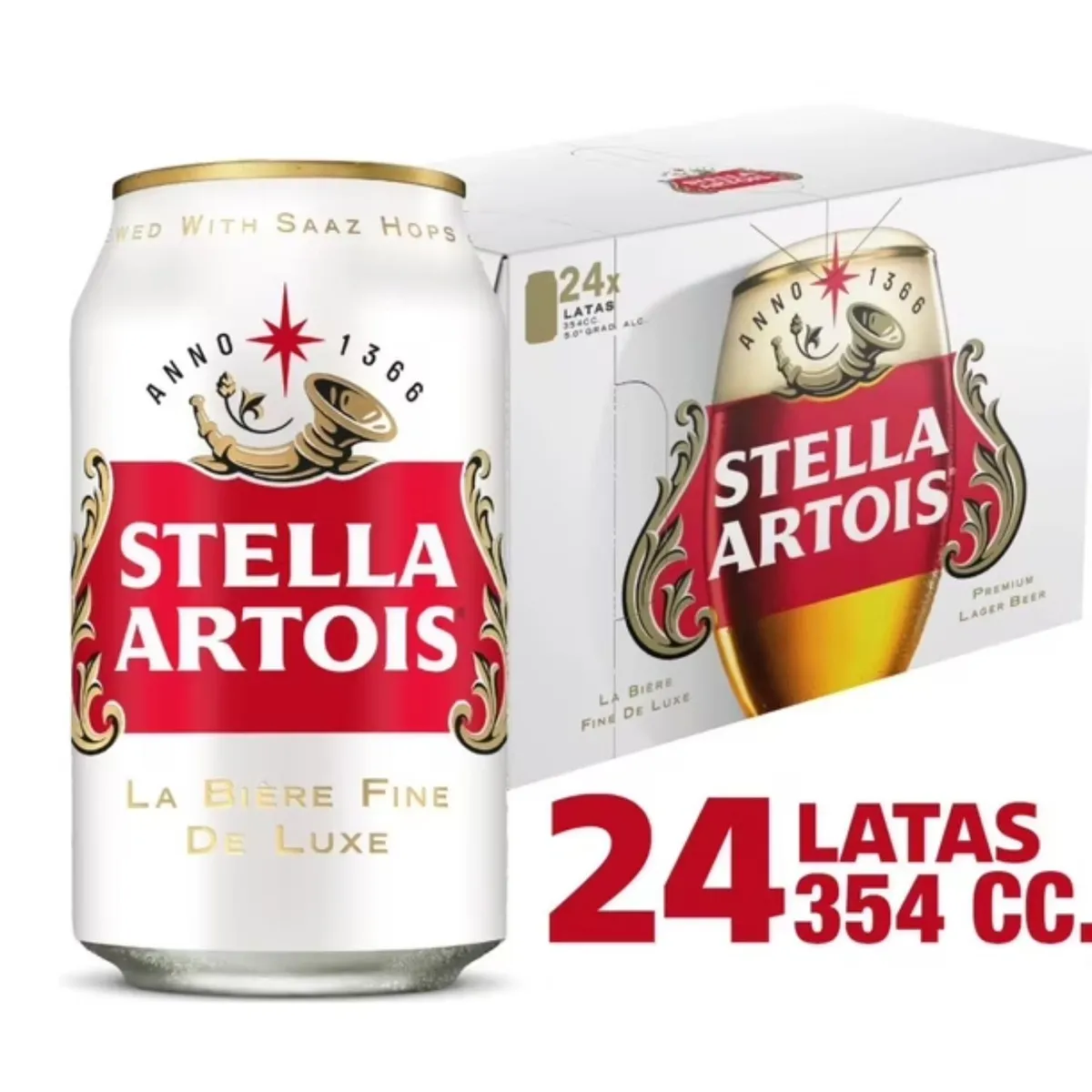  - Pack Cerveza Stella Artois Lager Lata 5° 24 x 354 ml