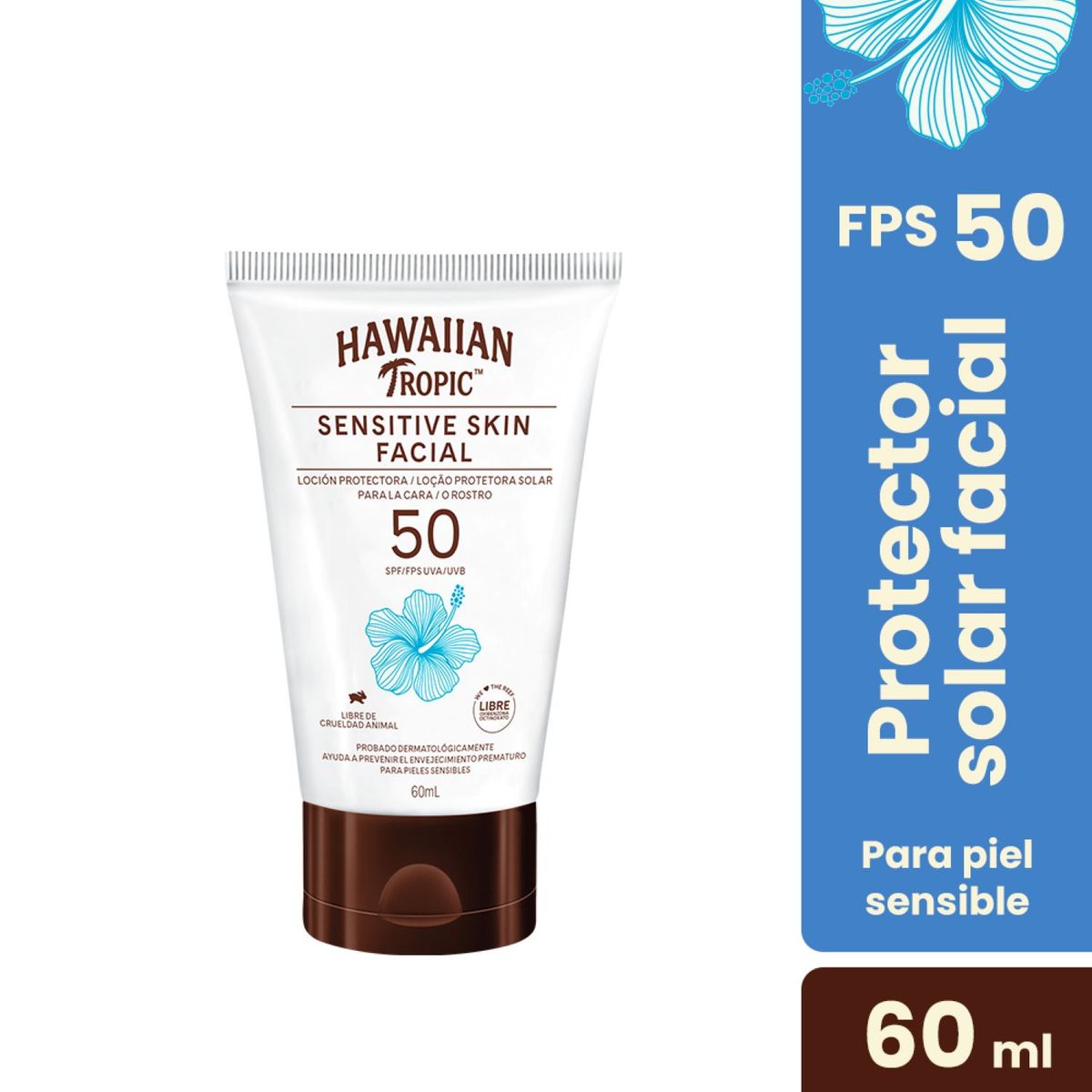  - Protector Solar Facial Sensitive Piel Sensible FPS 50 Hawaiian Tropic 60 ml