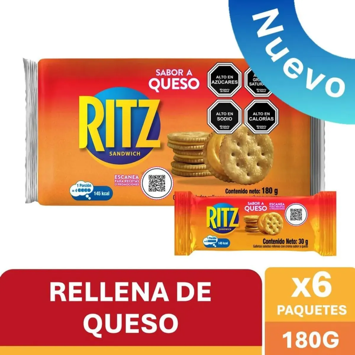 RITZ - GALLETA RITZ QUESO 6PACK 180G RITZ