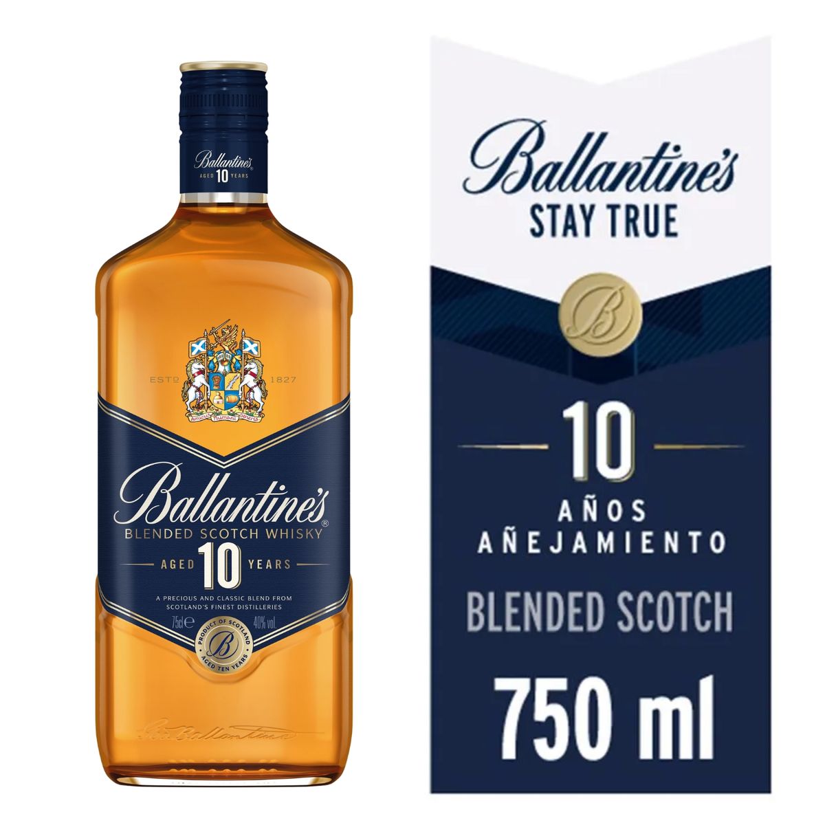 BALLANTINES - Whisky Ballantine's Blended Scotch 10 Años 40]° 750 ml