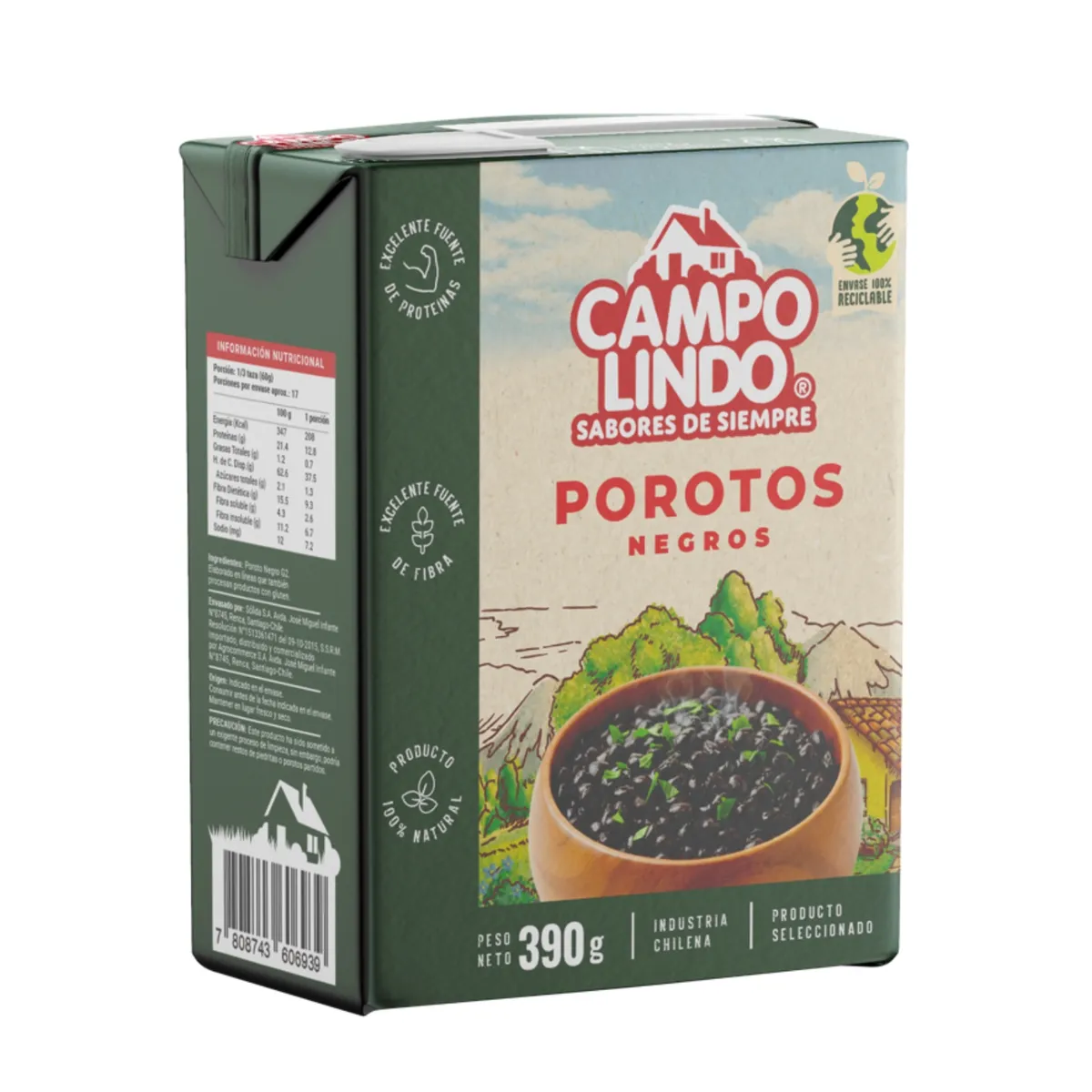 CAMPO LINDO - Porotos Negros en Conserva Campo Lindo 390 g