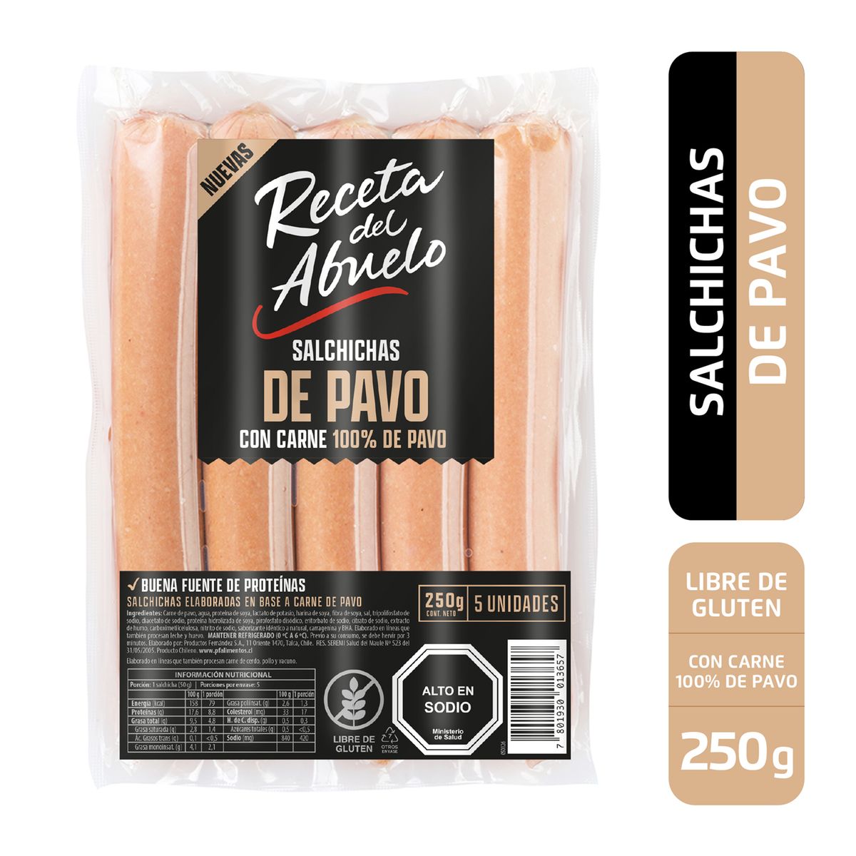 RECETA DEL ABUELO - Salchicha de Pavo 250 gr Receta del Abuelo 5 un