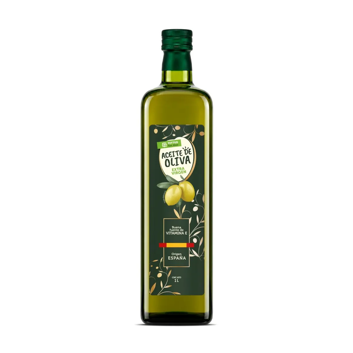 TOTTUS - Aceite de Oliva Extra Virgen Español Vidrio Tottus 1 Lt