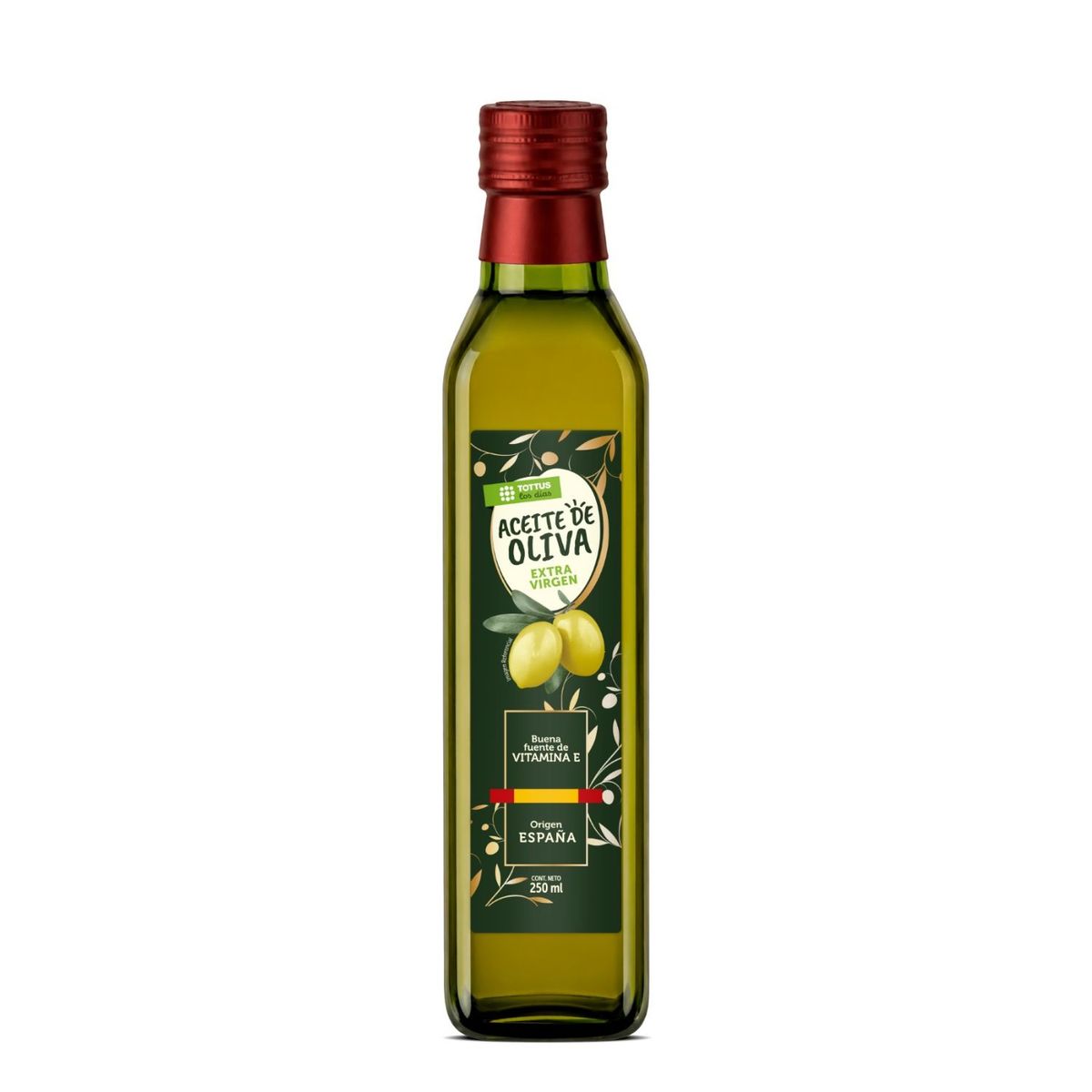 TOTTUS - Aceite de Oliva Extra Virgen Español Vidrio Tottus 250 ml