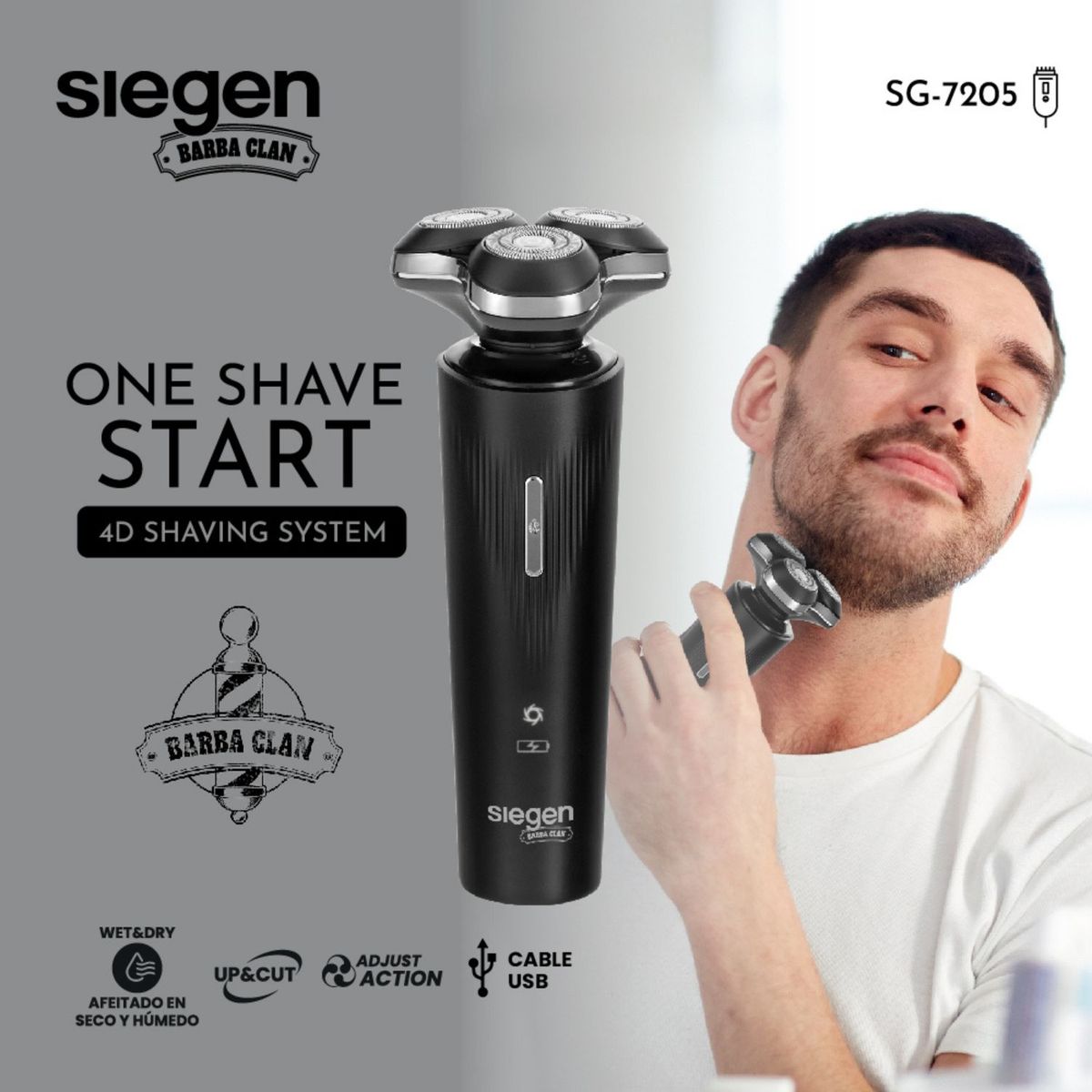 SIEGEN - Afeitadora Sg 7205 Uso Humedo Seco 4D