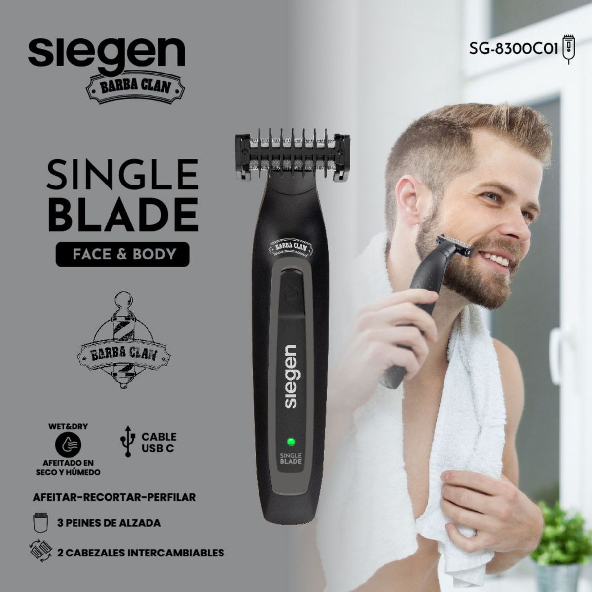 SIEGEN - Afeitadora Facial Y Corporal Sg 8300C01