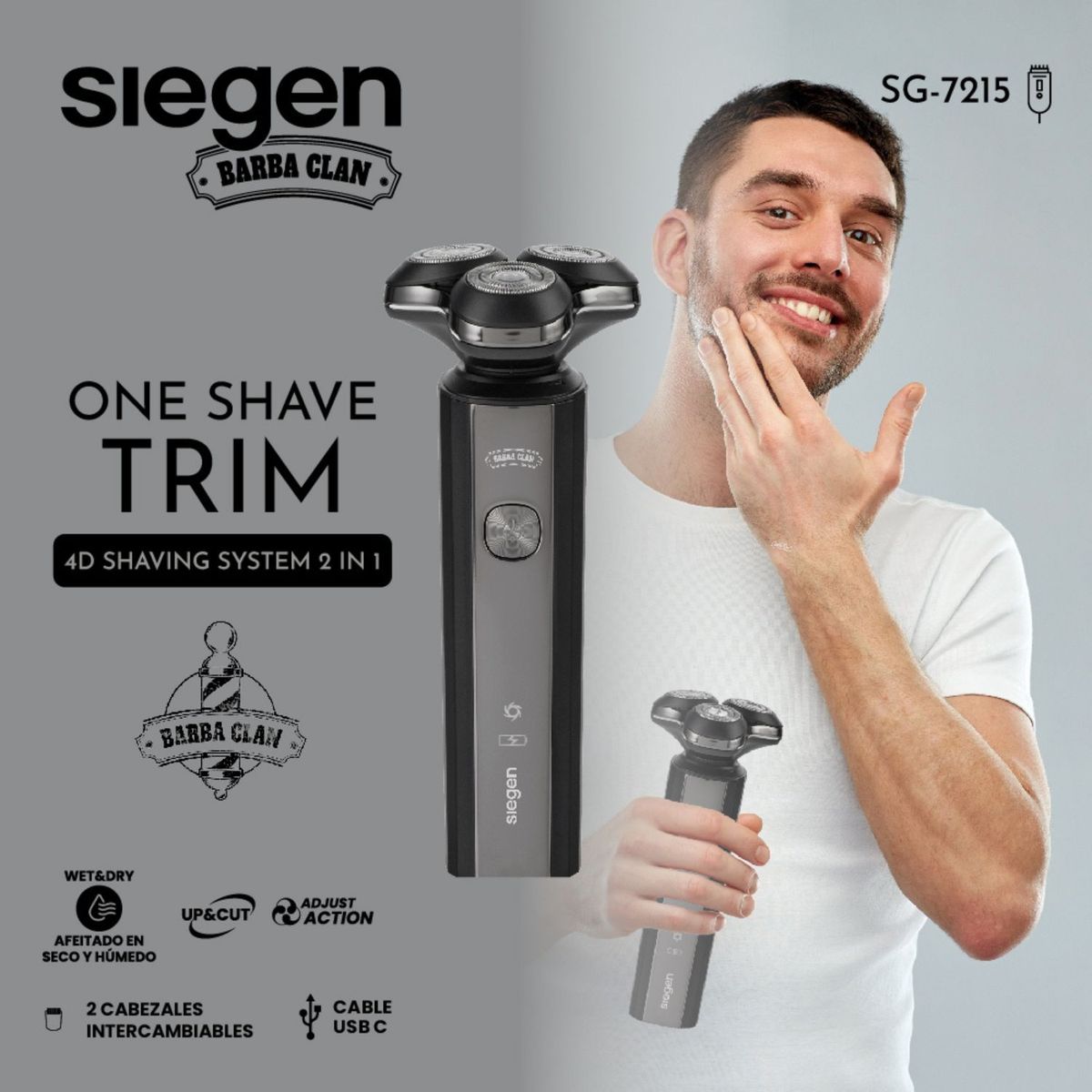 SIEGEN - Afeitadora Trimmer Sg 7215 2 En 1