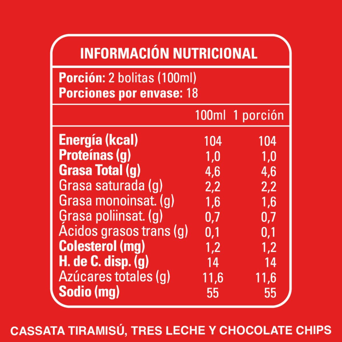 TRENDY - Helado Sabor Tiramisú, Tres Leches y Chips Trendy 1.8 lt