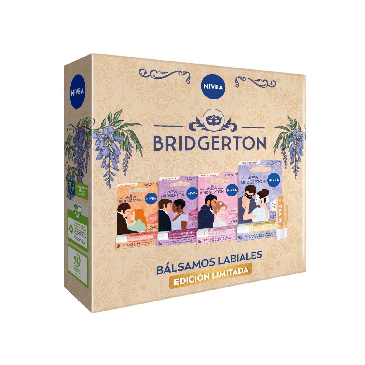 NIVEA - Pack Bálsamos Labiales Bridgerton Nivea 4 un