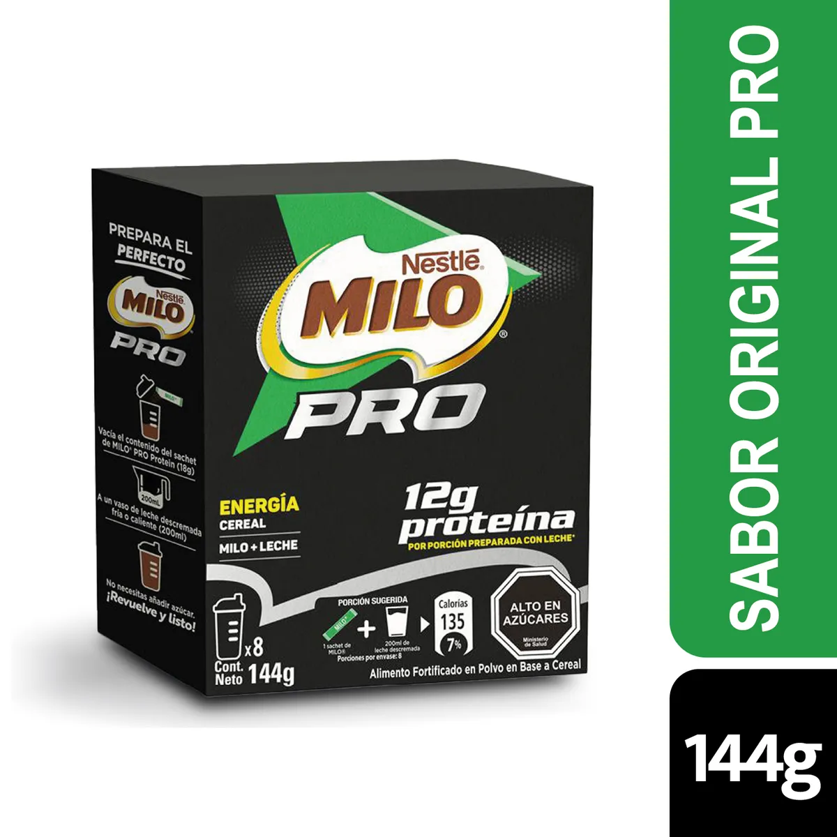 MILO - Saborizante en Polvo Milo Pro Sachets Nestle 144 g