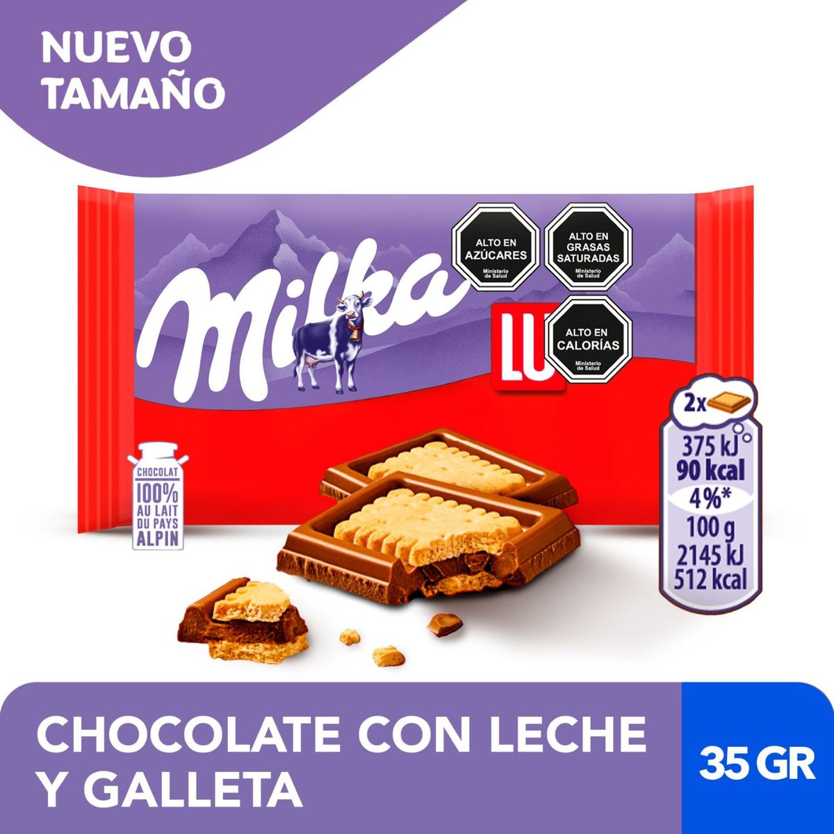 MILKA - Barra de Chocolate con Leche y Galleta Milka 35 g