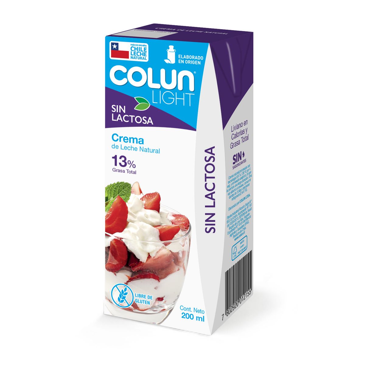 COLUN - Crema Light Sin Lactosa Colun 200 ml
