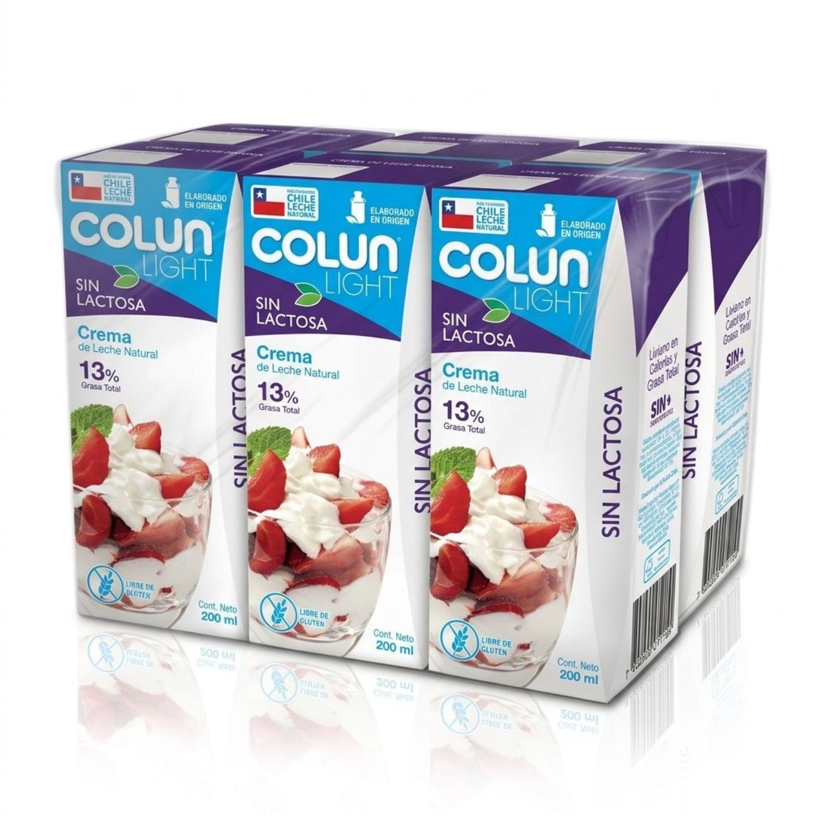 COLUN - Pack Crema Light Sin Lactosa Colun 6x200 ml