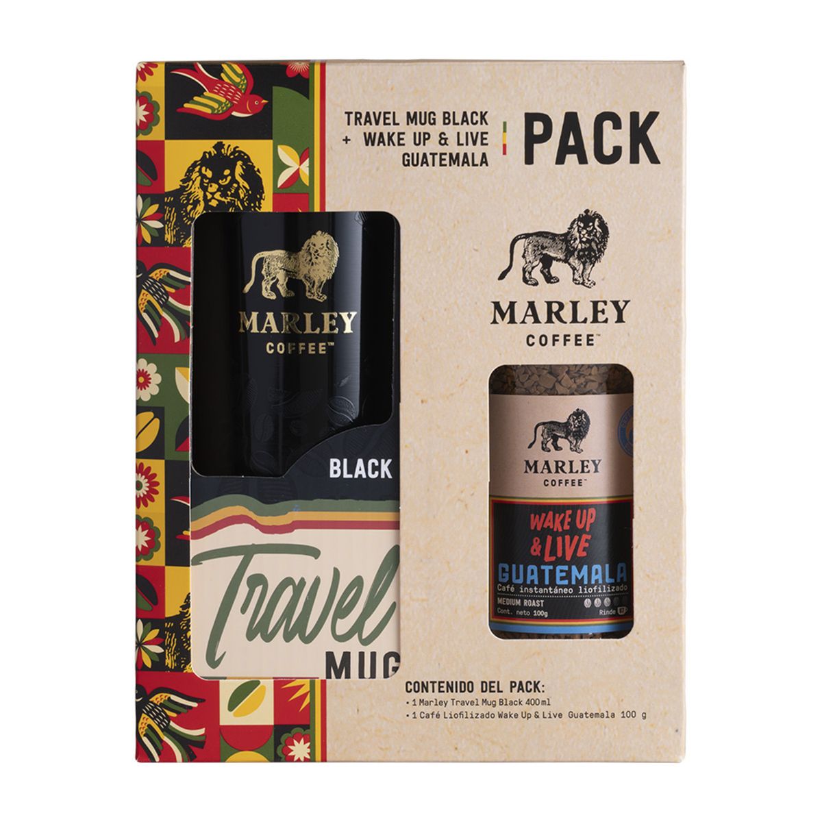 MARLEY COFFEE - Pack Café Wake Up Guatelama Marley Coffee 100 g + Travel Mug Black 400 ml