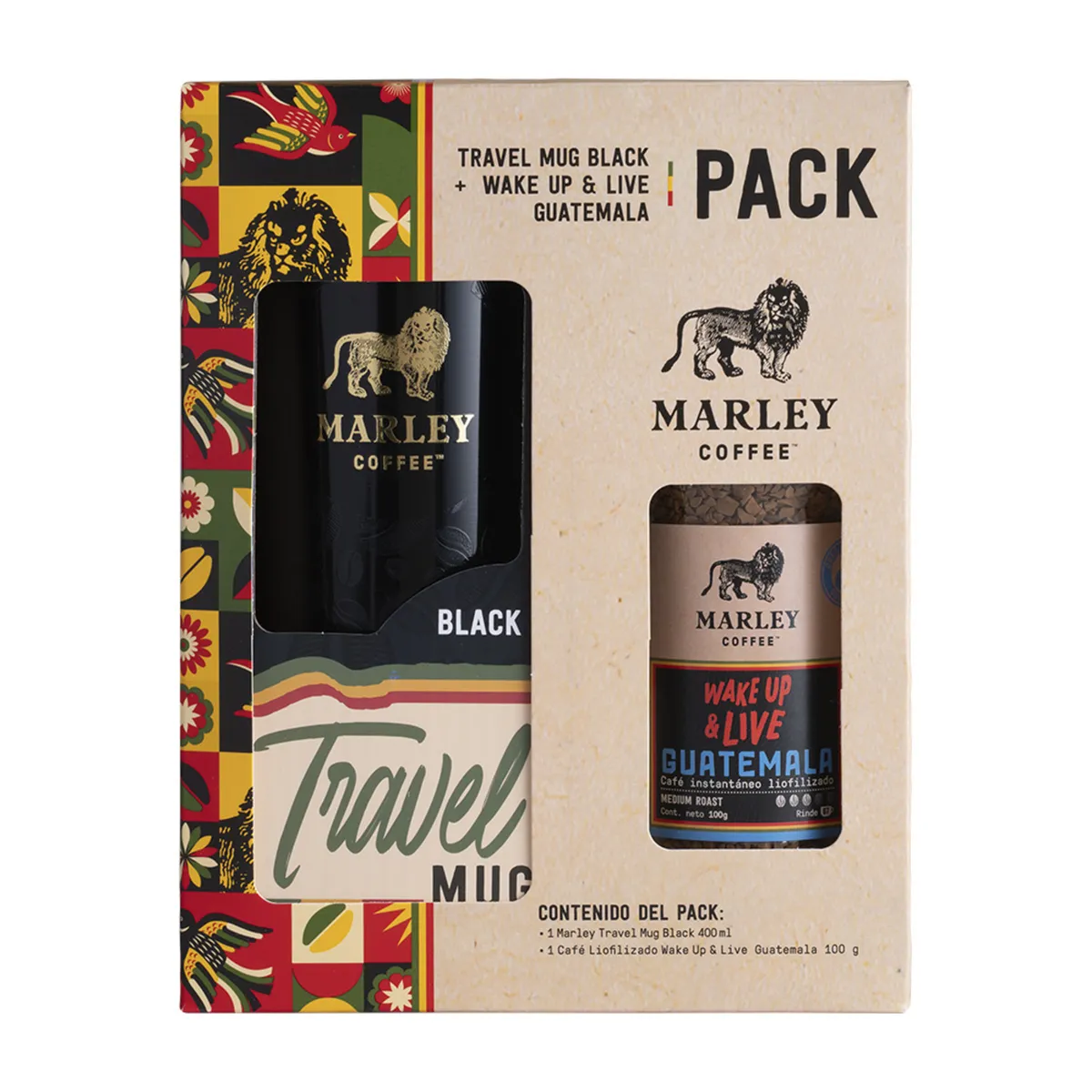 MARLEY COFFEE - Pack Café Wake Up Guatelama Marley Coffee 100 g + Travel Mug Black 400 ml