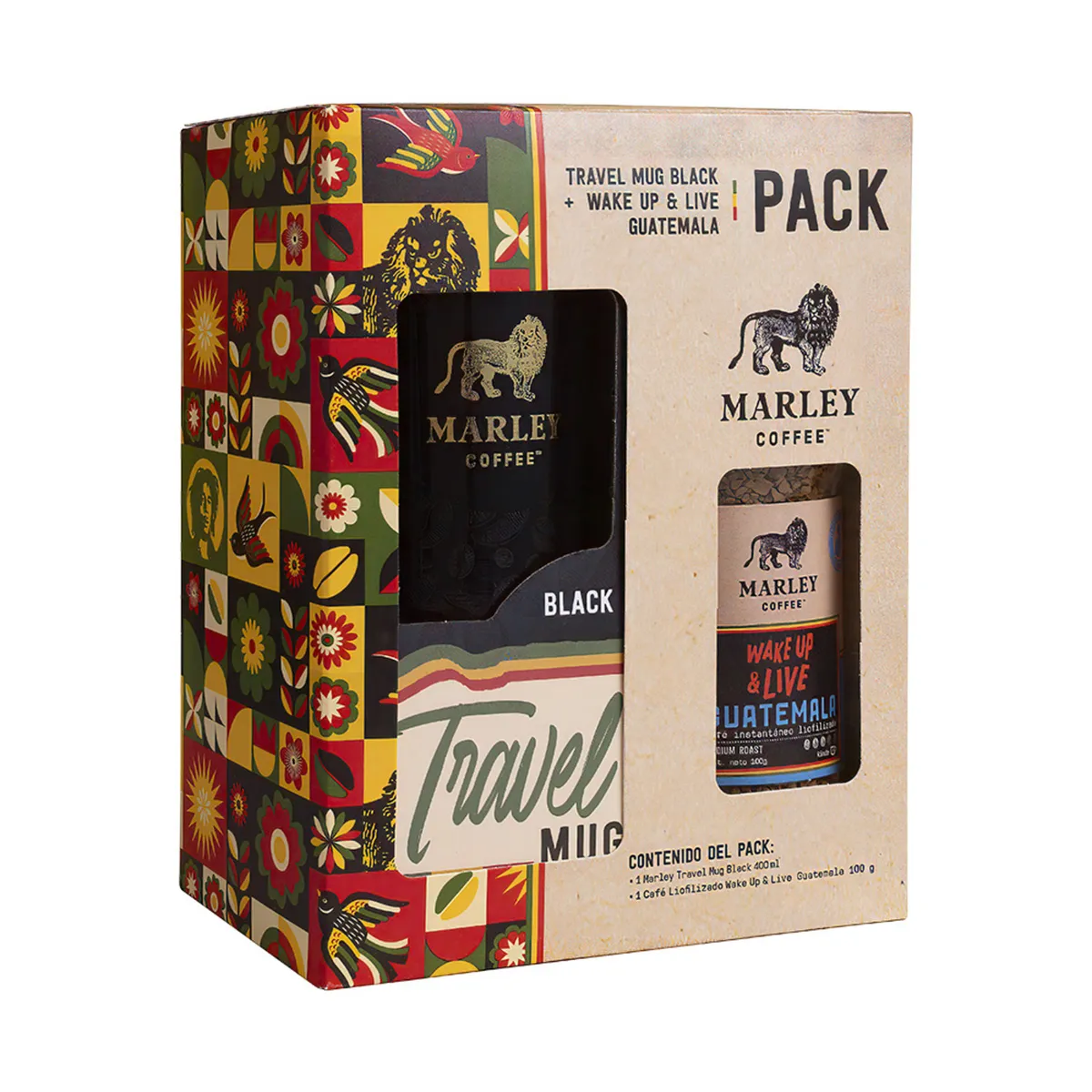 MARLEY COFFEE - Pack Café Wake Up Guatelama Marley Coffee 100 g + Travel Mug Black 400 ml