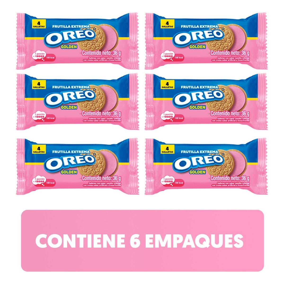 OREO - Pack Galleta Oreo Sabor Frutilla Extrema 6 x 36 g