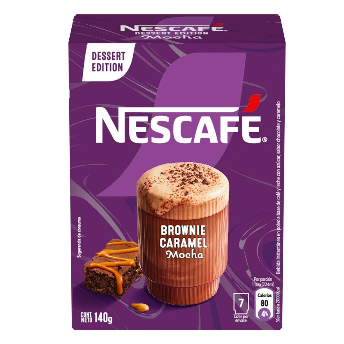NESCAFE - Café Instantáneo Sabor Brownie Caramel Mocha Nescafe 7 Un 140 g
