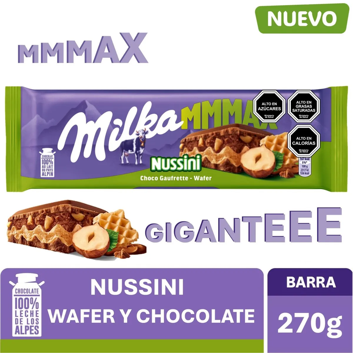 MILKA - Chocolate en Barra Nussini Wafer Milka 270 g