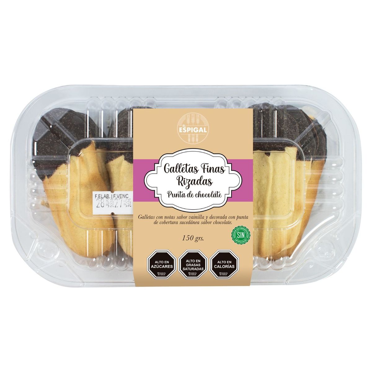 EL ESPIGAL - Galletas Finas Rizadas Punta Chocolate El Espingal 150 gr