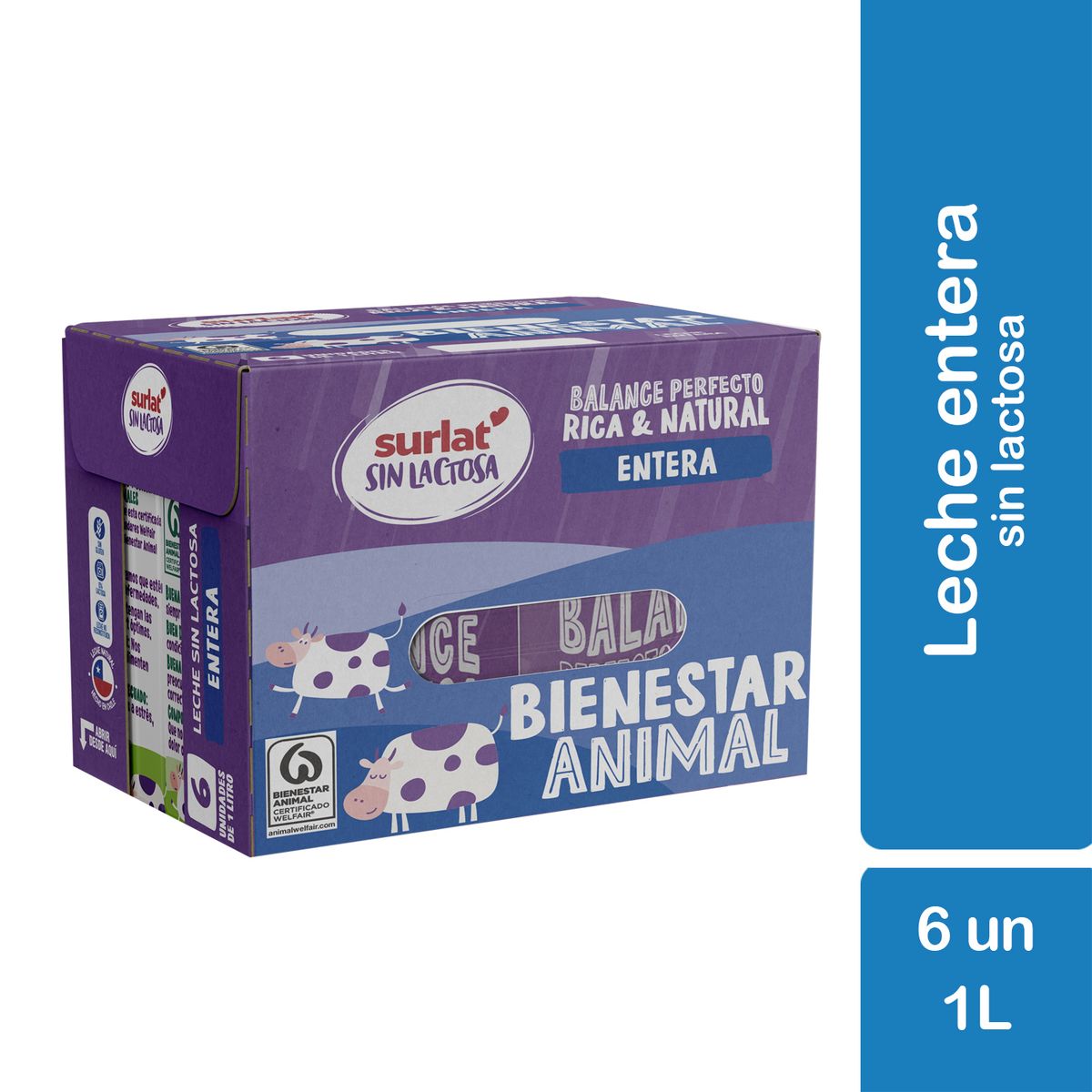 SURLAT - Pack Leche Entera Sin Lactosa Surlat 6x1 lt