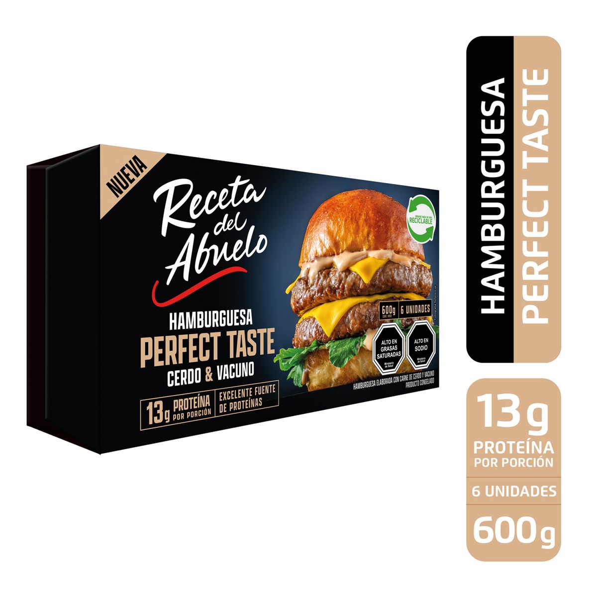 RECETA DEL ABUELO - Caja Hamburguesas Perfect Taste Cerdo y Vacuno Receta del Abuelo 6 un