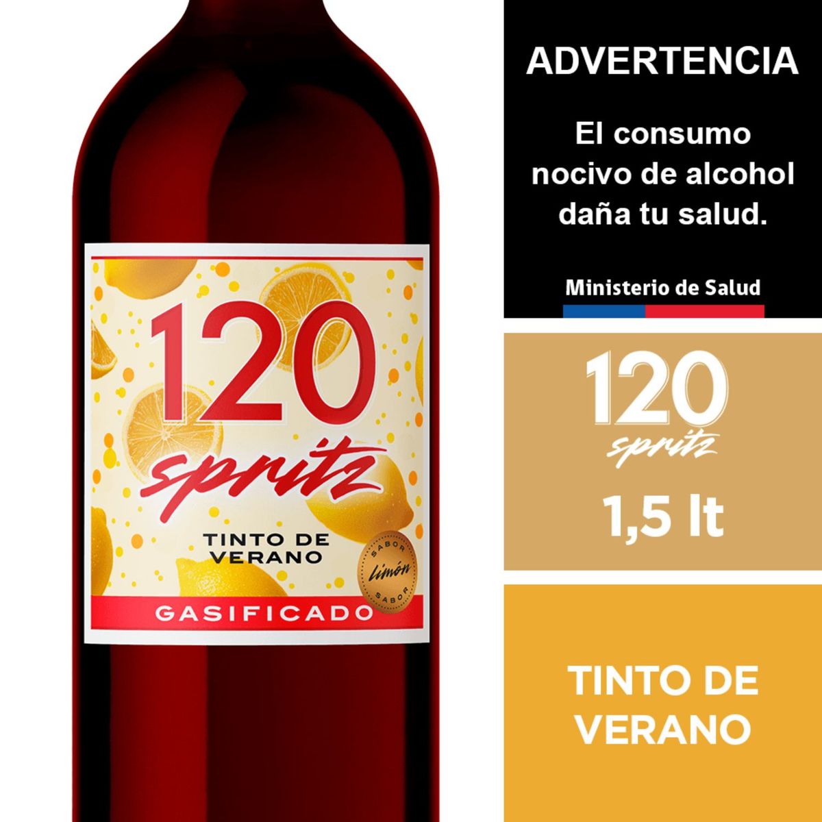 120 - Cóctel de Vino 120 Spritz Tinto de Verano 8° 1.5 L