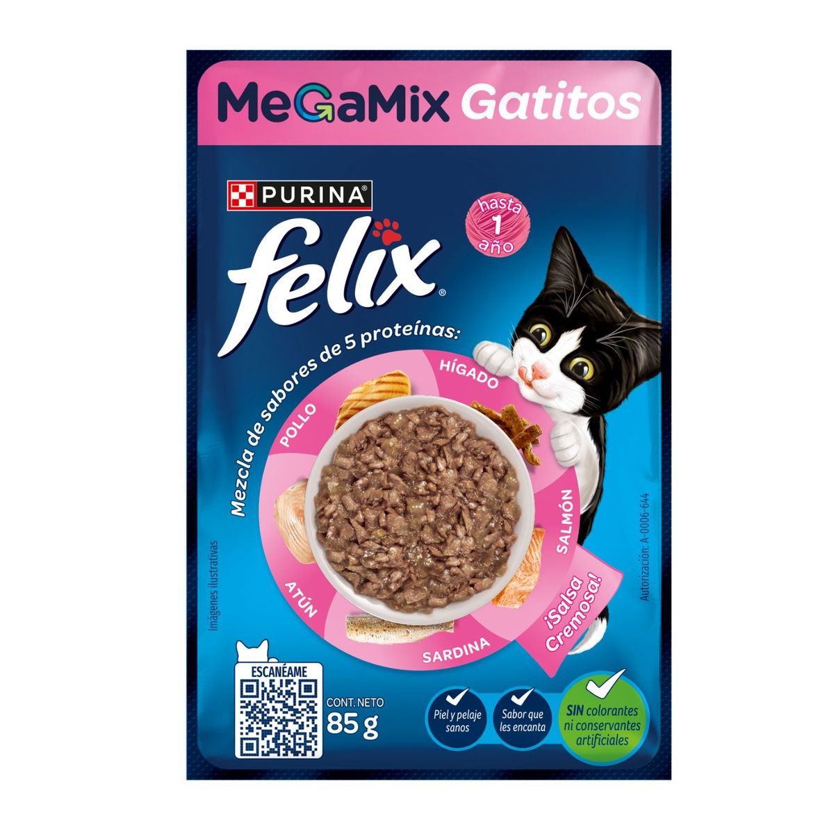 FELIX - Pouch de Alimento Húmedo para Gatitos Megamix Felix 85 g