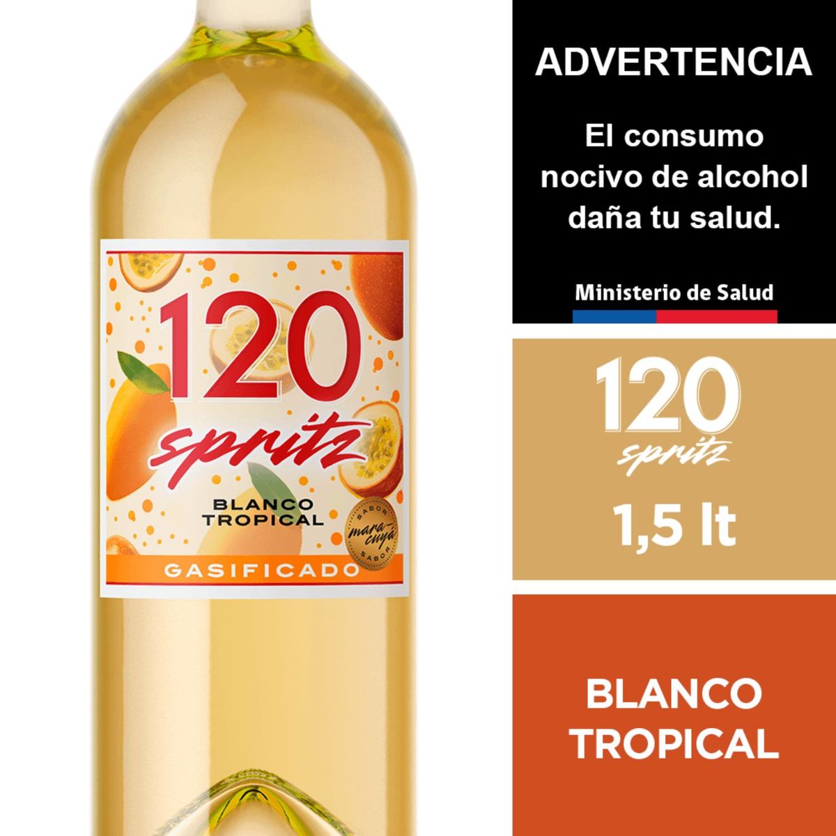 120 - Cóctel de Vino 120 Spritz Blanco Tropical 6° 1.5 L