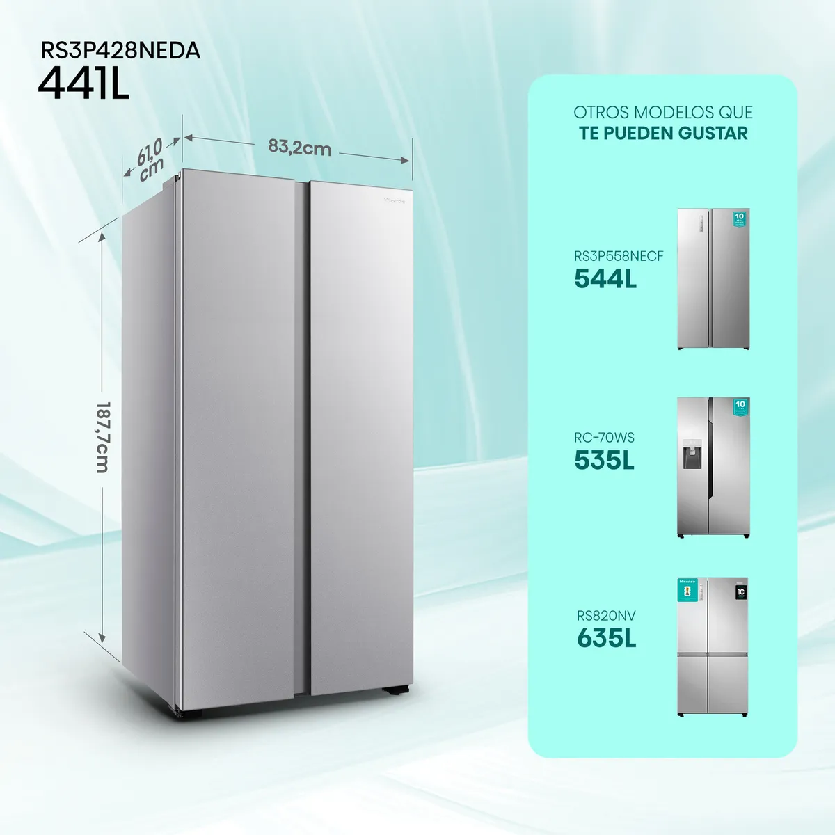 HISENSE - Refrigerador Side By Side No Frost Rs3P428Neda