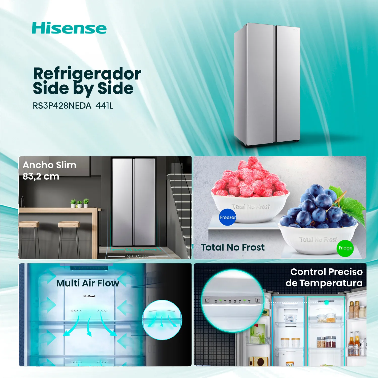Refrigerador Side By Side No Frost Rs3P428Neda | Tottus Chile