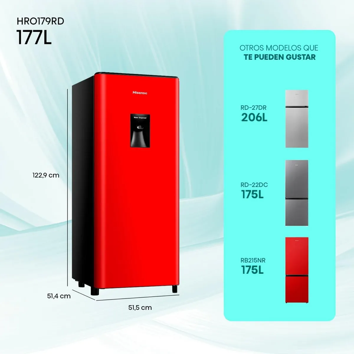 HISENSE - Refrigerador 177 Litros Frío Directo HRO179RD Hisense