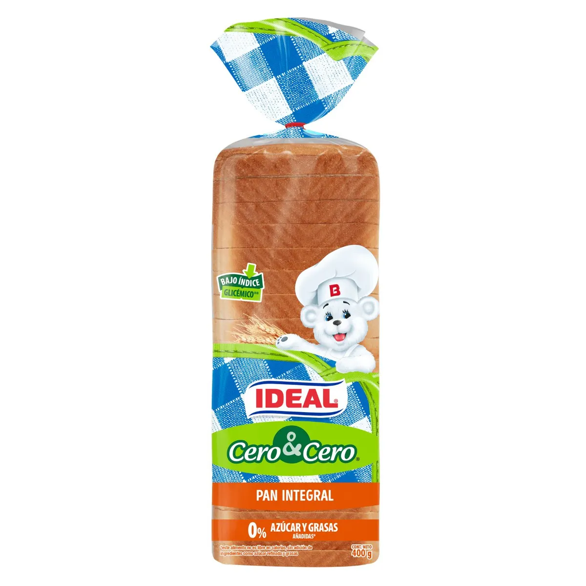IDEAL - Pan de Molde Integral Cero Cero Ideal 400 gr