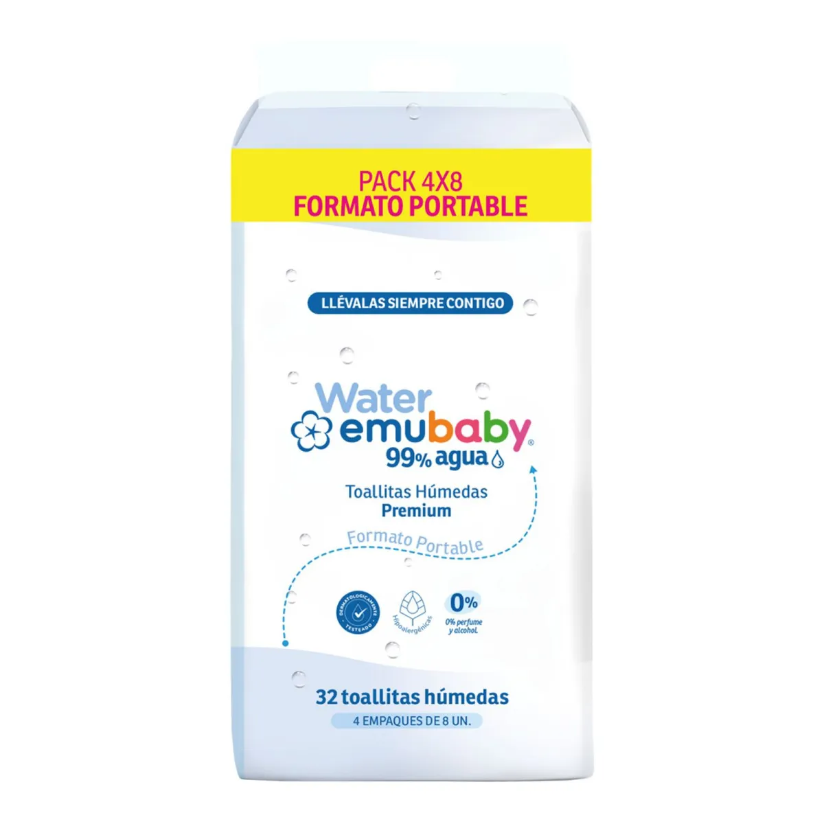 EMUBABY - Pack Toallitas Húmedas Portables 99% Agua Emubaby 4 un