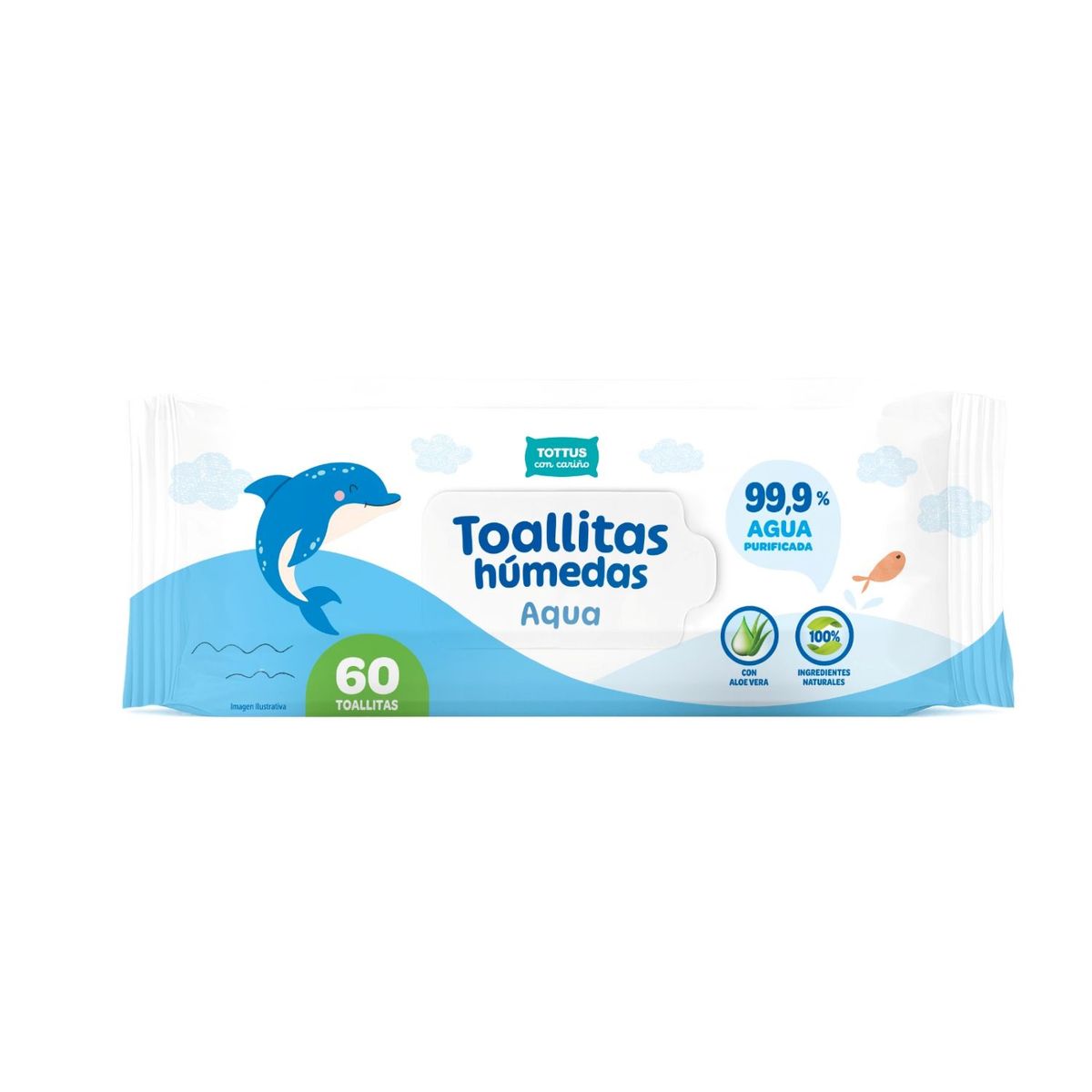 TOTTUS - Toallitas Húmedas 99% Agua Tottus 60 un