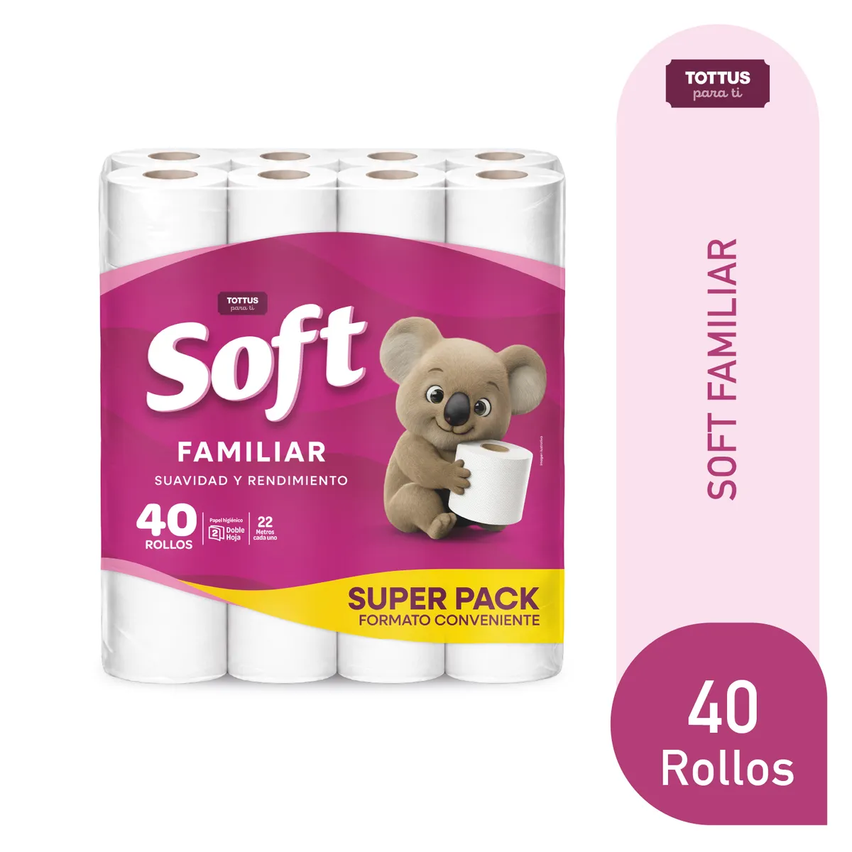 SOFT - PAPEL HIGIENICO 22 M DH FAM SOFT 40 UN