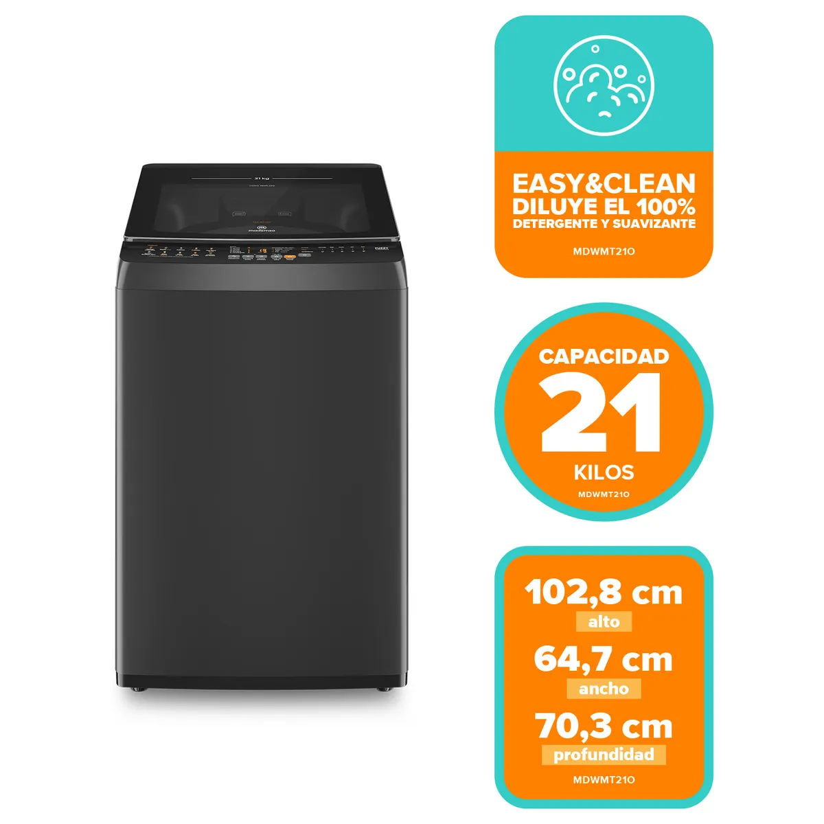 MADEMSA - Lavadora Carga Superior 21Kg Mdwm Onix Mademsa