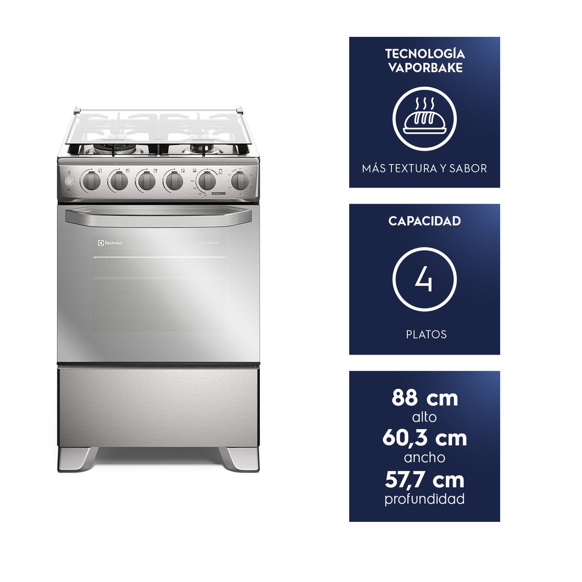ELECTROLUX - Cocina 4 Platos Fe4Sxc Inox Mademsa