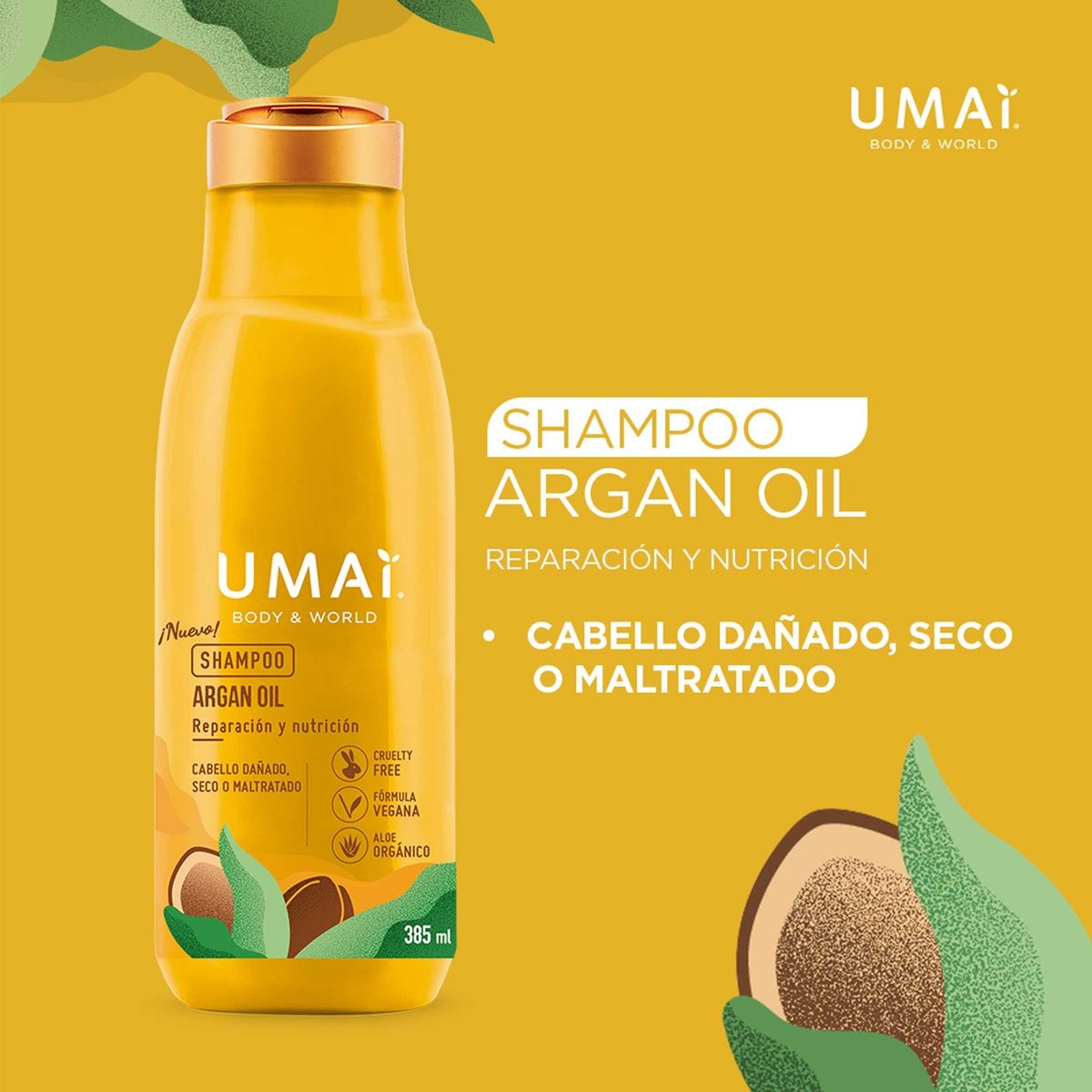 UMAI - Shampoo Aceite de Argán Reparación y Nutrición Umai 385 ml
