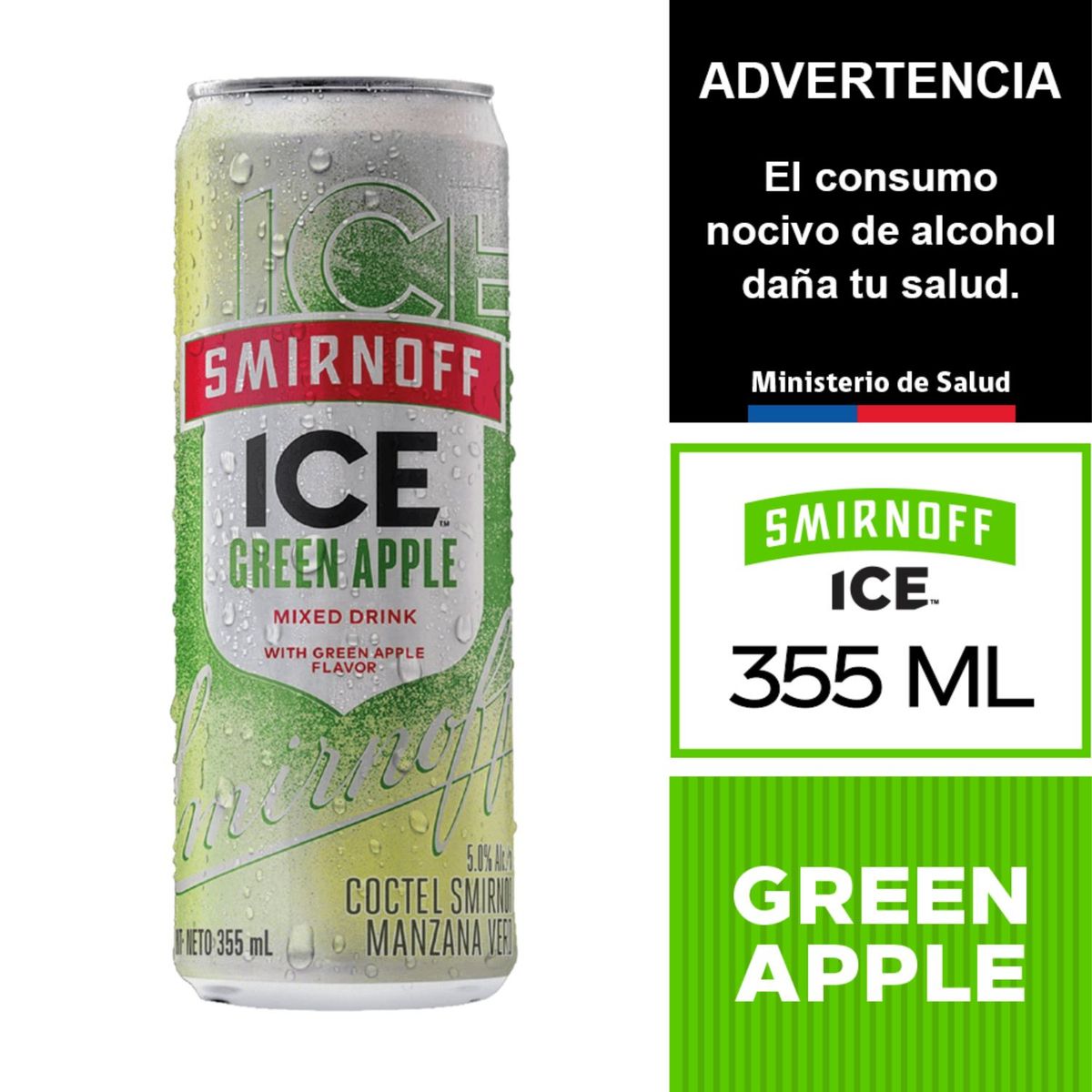 SMIRNOFF - Cóctel Smirnoff Ice Manzana Verde Lata 5° 355 ml