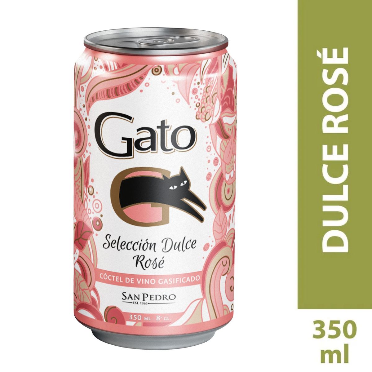 GATO - Cóctel de Vino Dulce Rose Gasificado Gato Lata 8° 350 ml