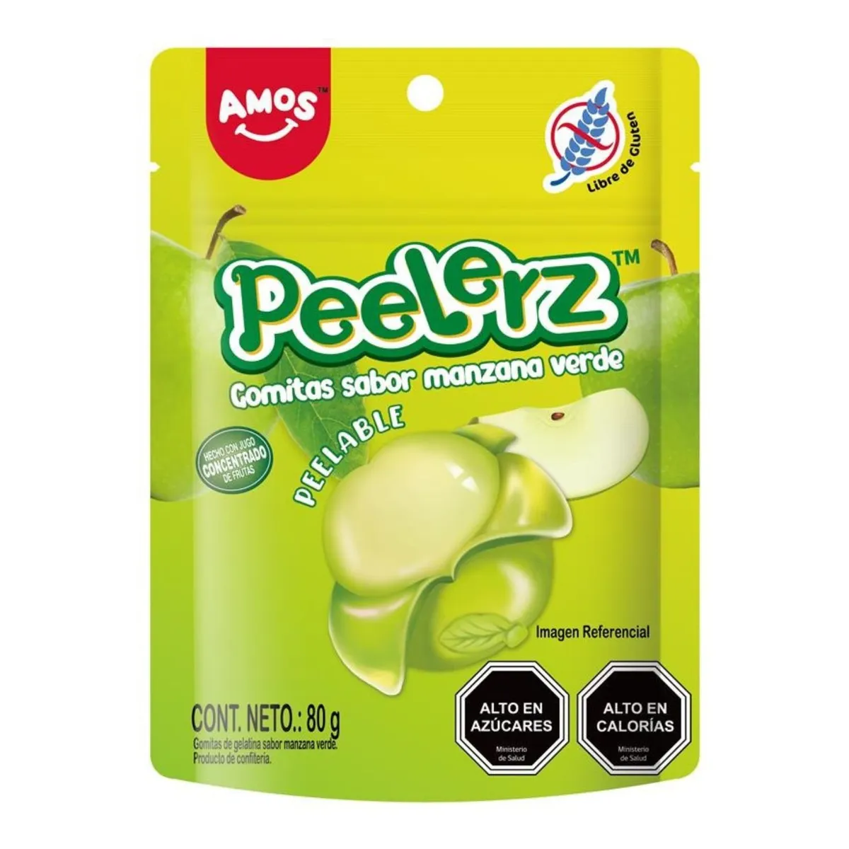 AMOS - Gomitas Peelerz Sabor Manzana Verde Amos 80 g