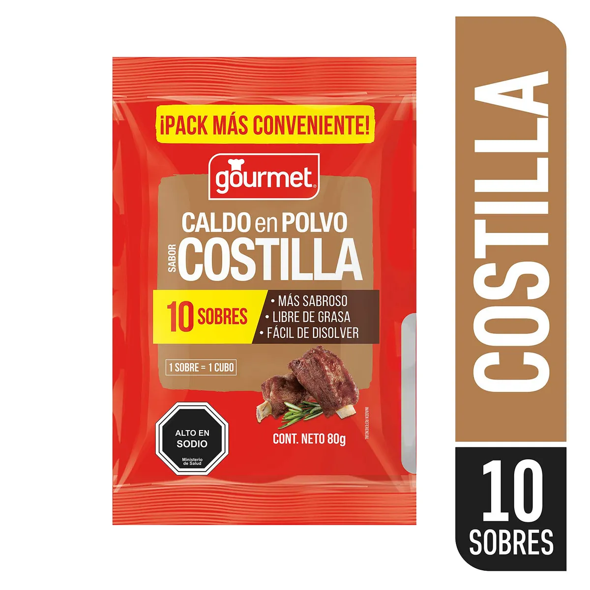 GOURMET - Caldo en Polvo Sabor Costilla Gourmet 10 Un